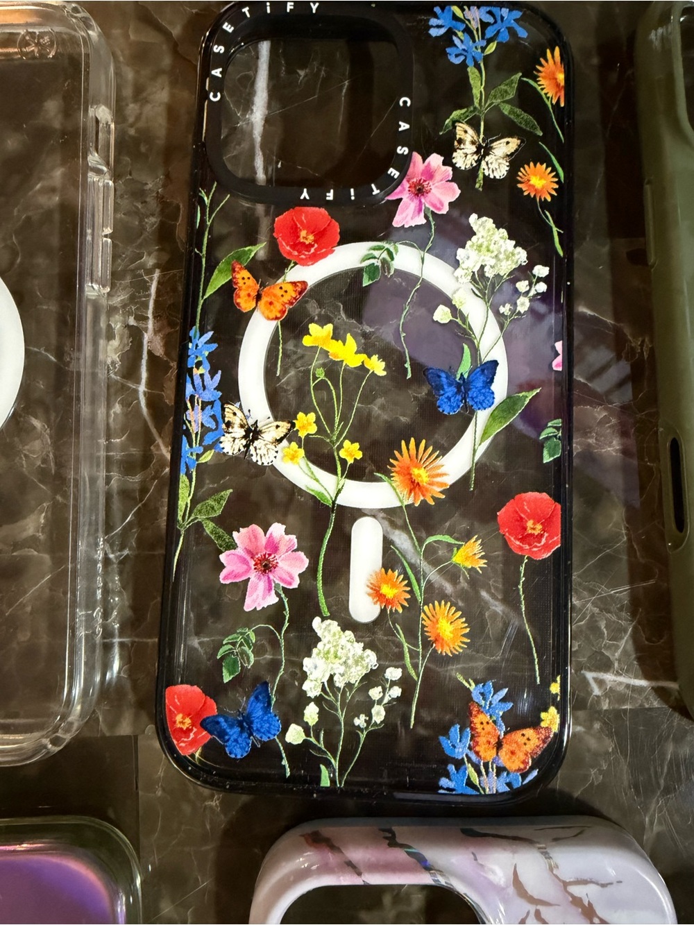 Casetify Clear Floral & Butterfly MagSafe iPhone Case